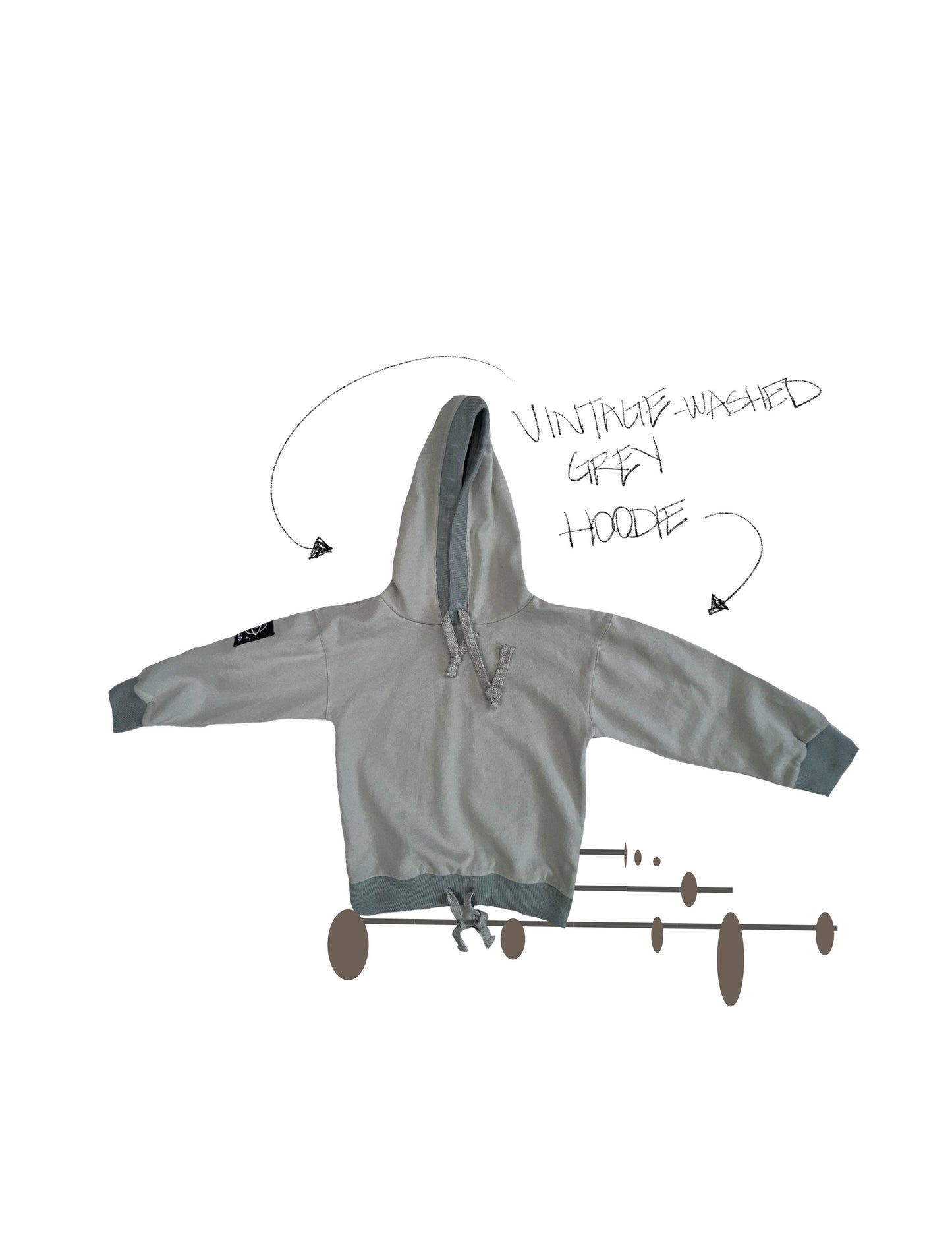 VINTAGE WASHED HOODIE- GREY-