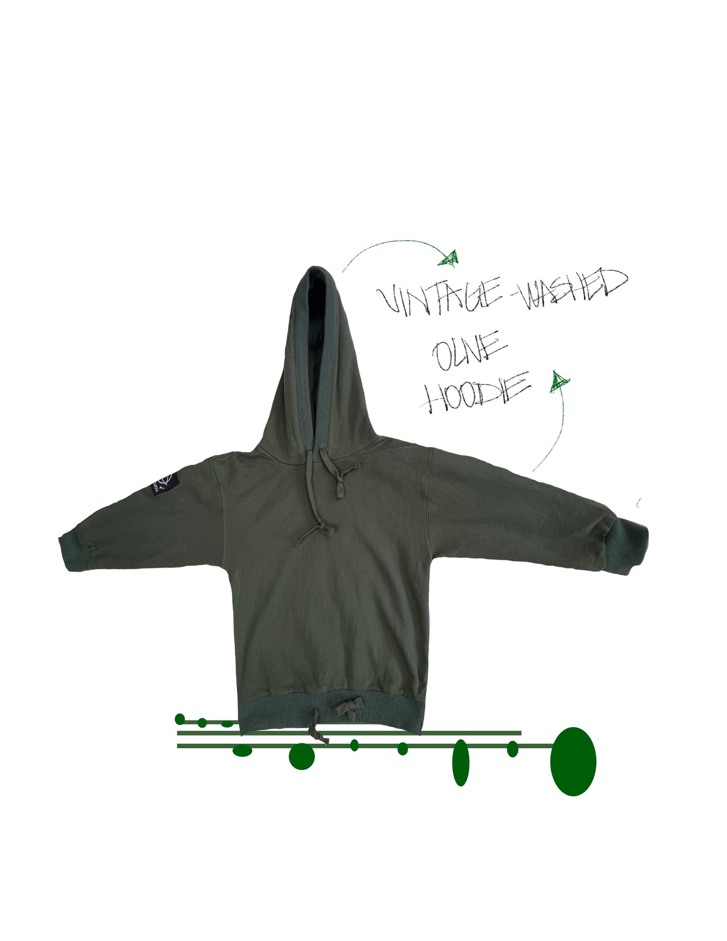 VINTAGE WASHED HOODIE -OLIVE-